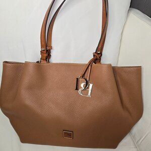 Dooney & Bourke Sloan Pebble Leather Tote – Saddle Tan – Gold Hardware